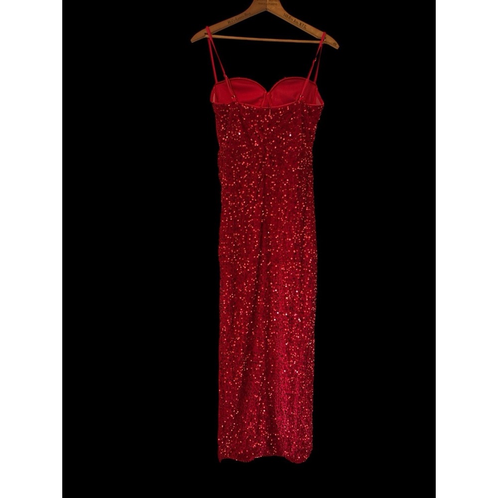 Full length Red sequin velour event/party dress - Picture 5 of 8